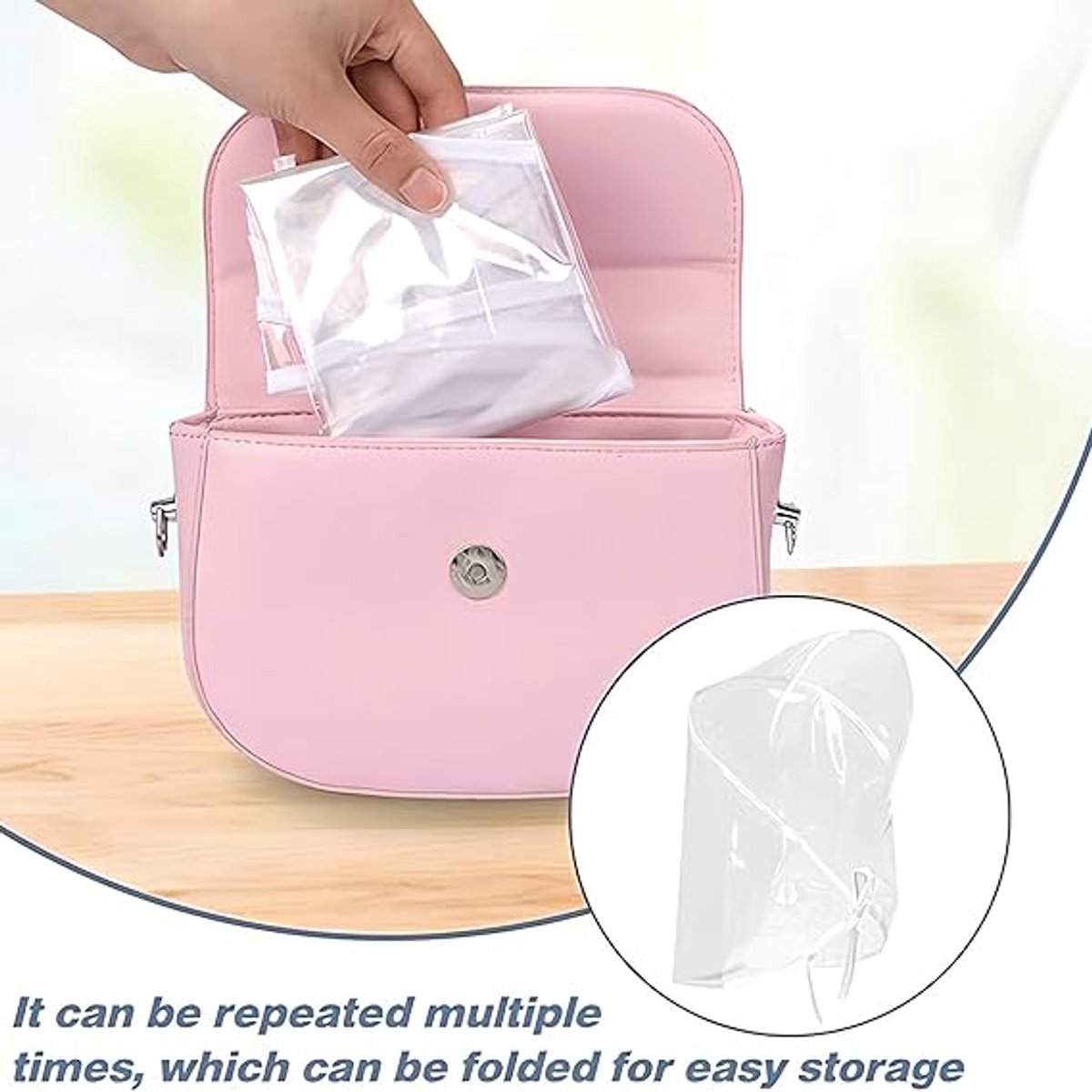 6 pieces - Rain hat - transparent waterproof rain cap - with plastic brim - transparent plastic cover - waterproof cover - protective hood - rain caps for outdoor activities - reusable - rain hat for women - 115*33cm - white - Image 2
