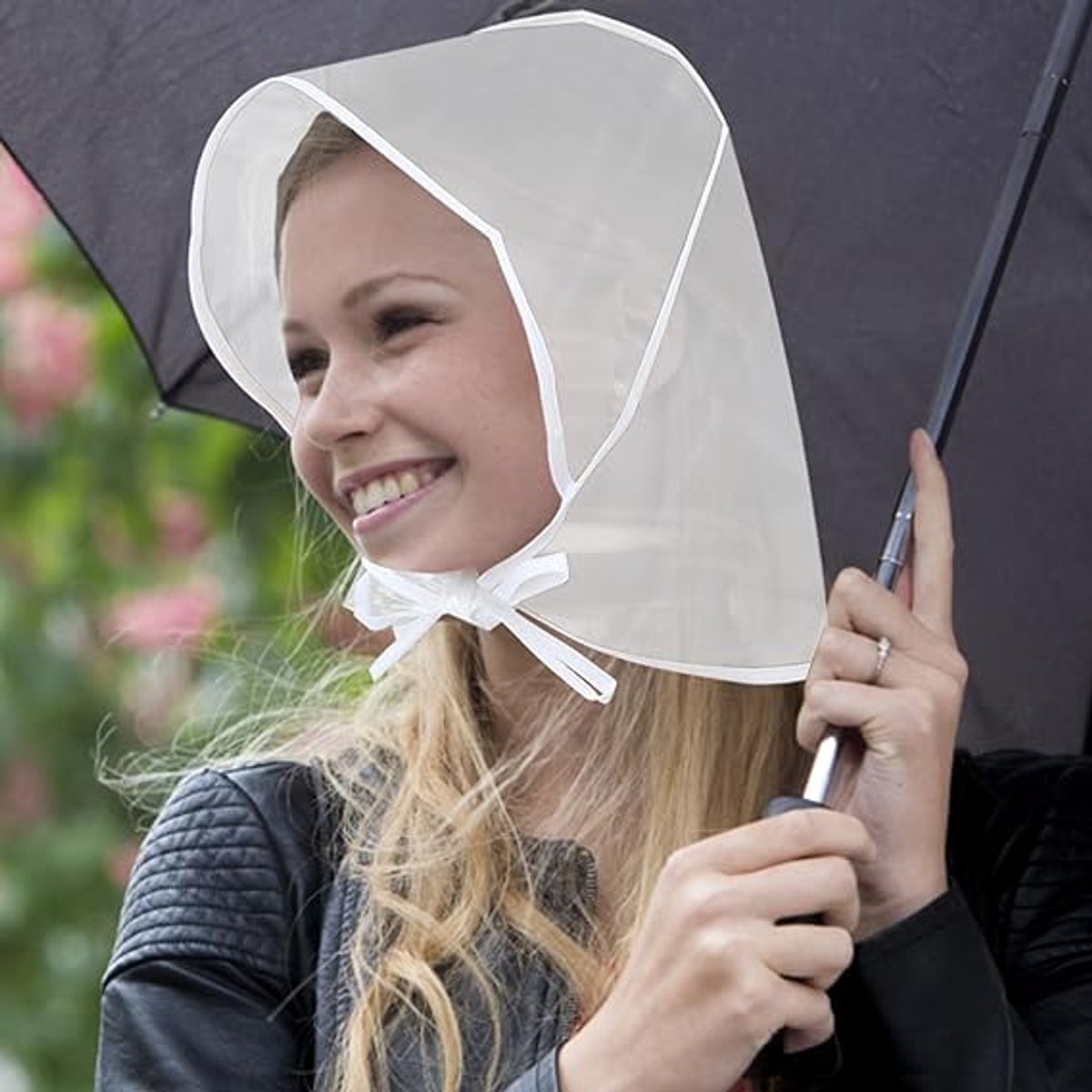 6 pieces - Rain hat - transparent waterproof rain cap - with plastic brim - transparent plastic cover - waterproof cover - protective hood - rain caps for outdoor activities - reusable - rain hat for women - 115*33cm - white - Image 3