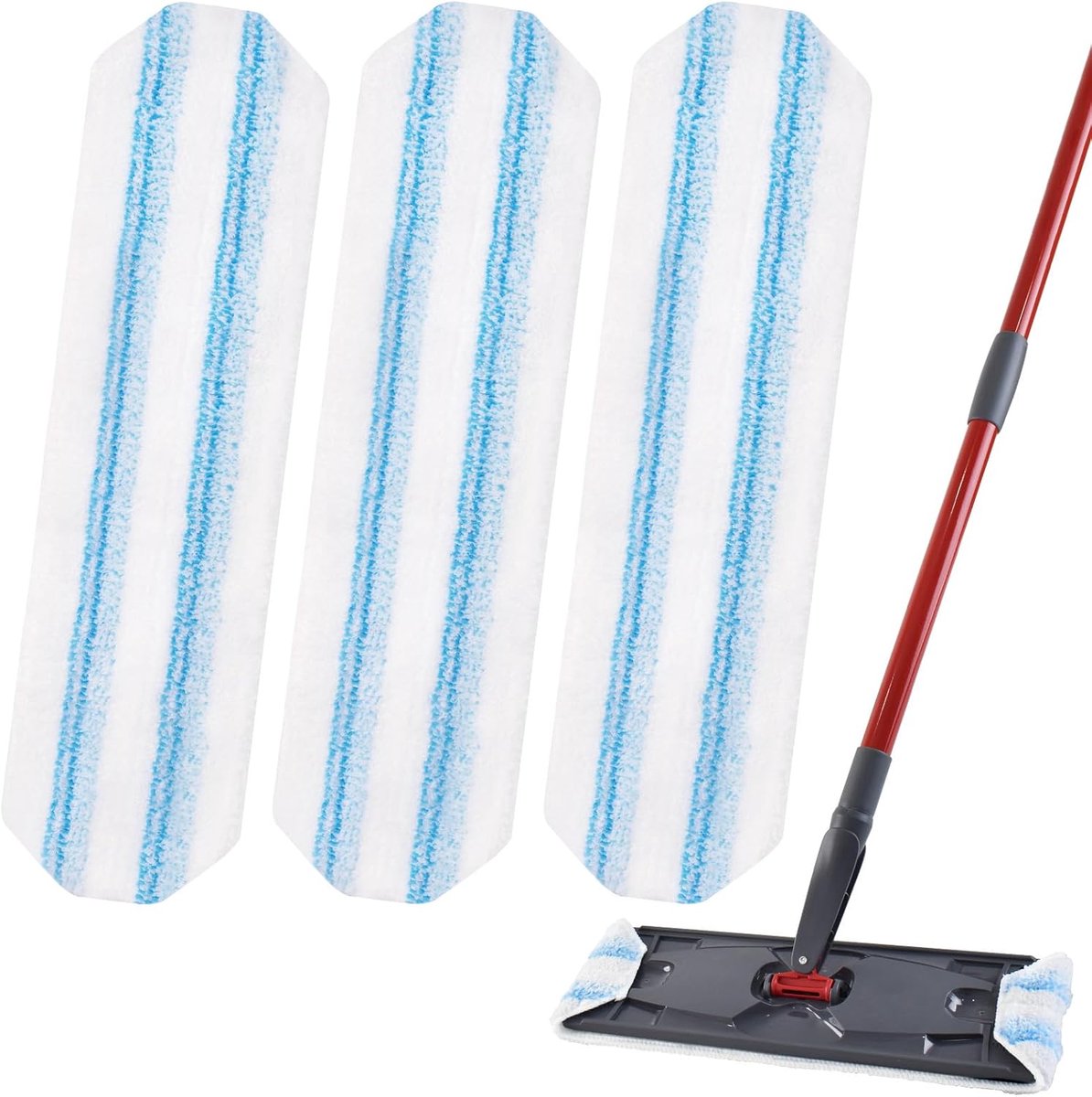 3 pack - Suitable for Vileda H2Pro Flatmop Replacement - Suitable for OCedar H2pro flatmop - For hard floors - mop head replacement - replacement microfiber mop heads - Machine washable - Reusable pad replacement - for deep cleaning - Image 1