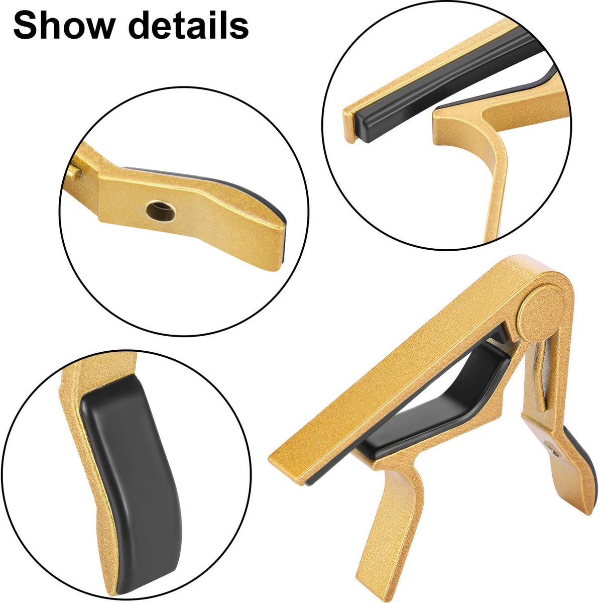 Pieces Guitar Capos - Universal Capos - Guitar Capo Clamps - Aluminum Metal - Suitable for acoustic and classical electric guitars, bass, banjo, violin, mandolin, ukulele, all types of lightweight string instruments - Black, Red, Silver, Gold - Image 4
