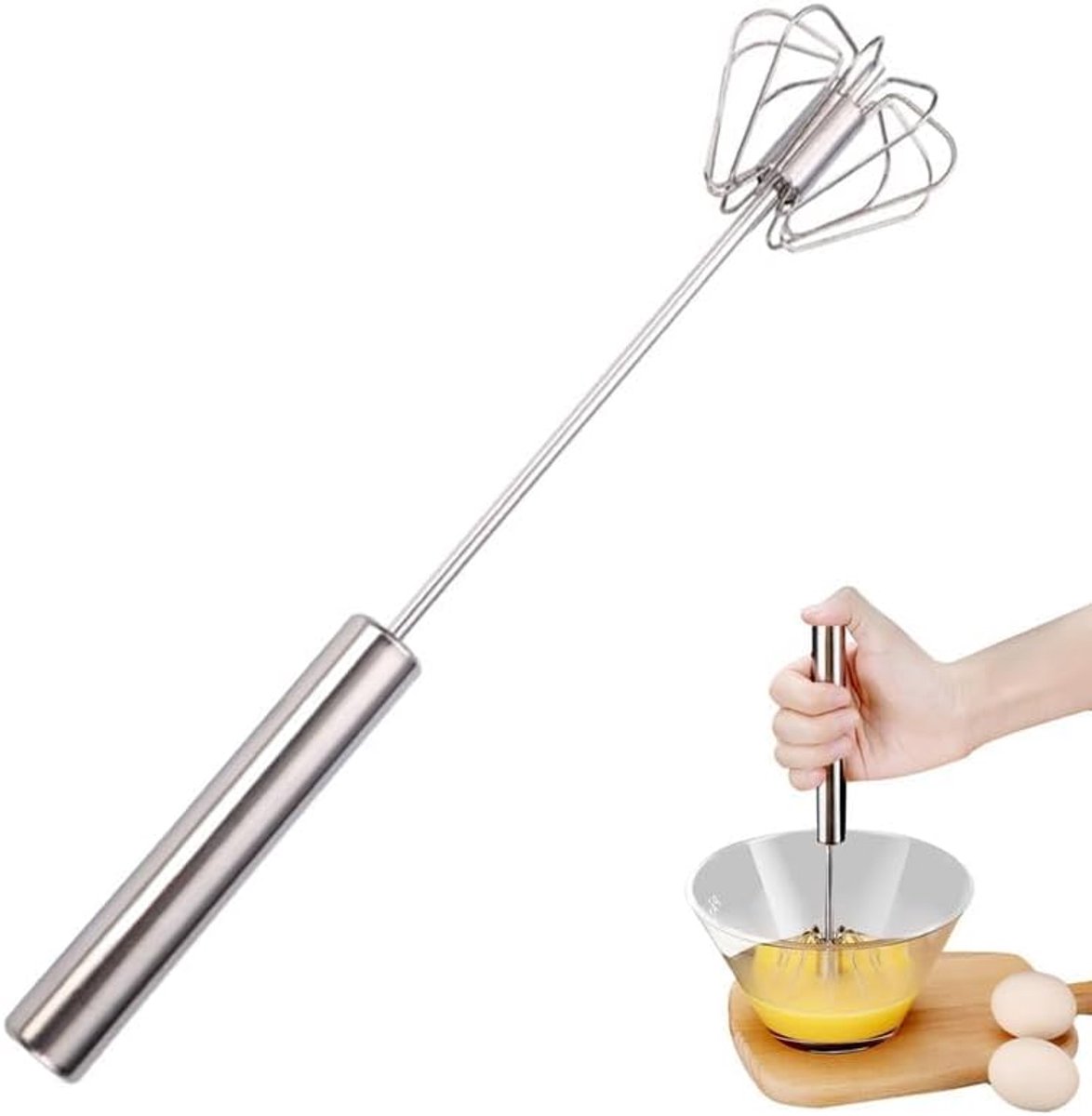 Hand mixer - 12 inch - Semi-automatic beater - Whisk - Beater - Egg whisk - Whipping cream whisk - Kitchen aid - for cooking and baking - Milk frother - Kitchen utensils - for kitchen - Image 1