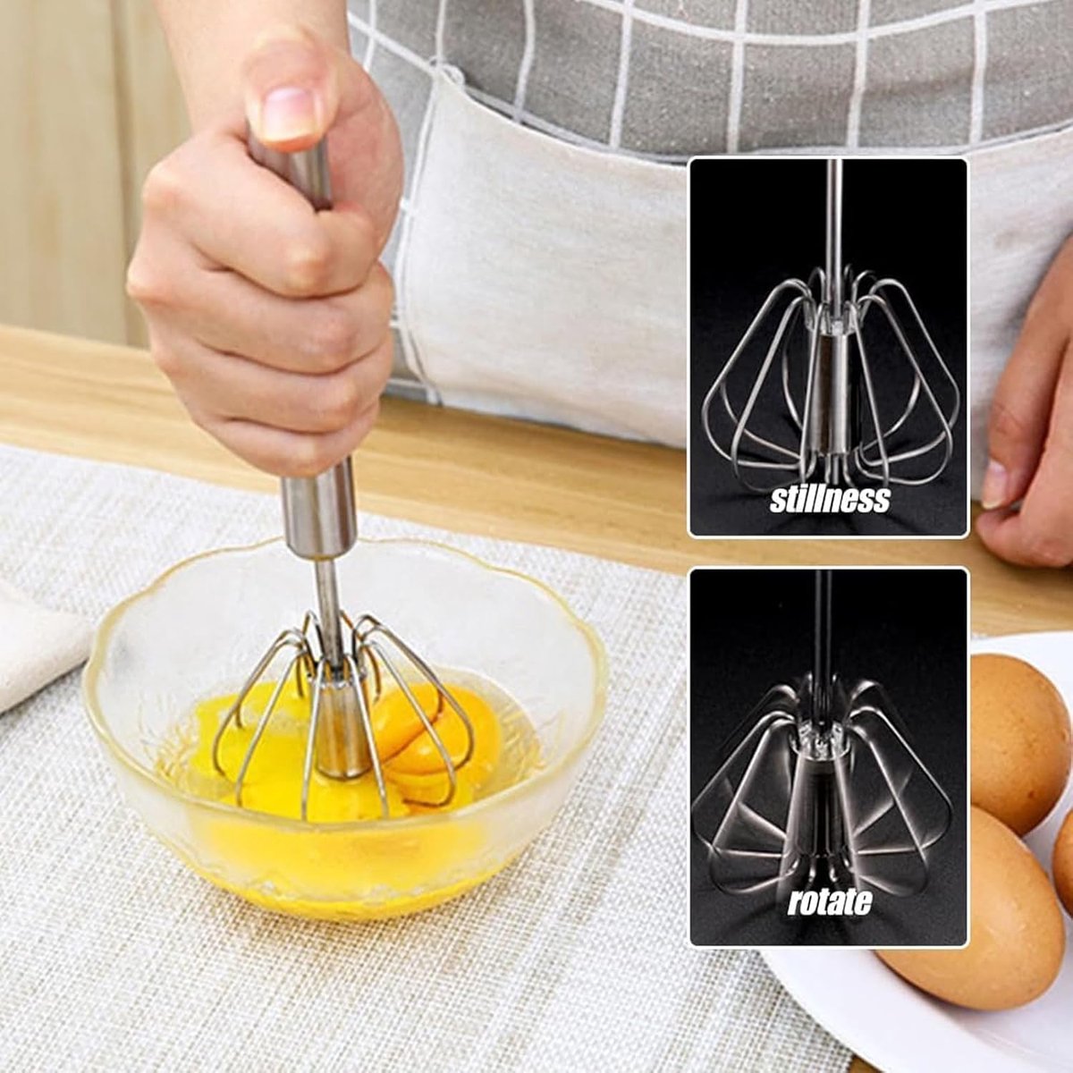 Hand mixer - 12 inch - Semi-automatic beater - Whisk - Beater - Egg whisk - Whipping cream whisk - Kitchen aid - for cooking and baking - Milk frother - Kitchen utensils - for kitchen - Image 3