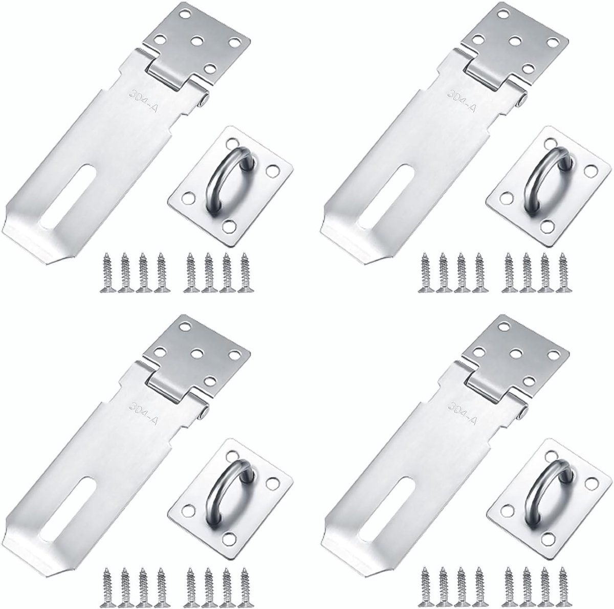 Padlock with screws - 4 Pieces - Hasp Padlock Holder - Padlock Lock - Exterior Door Lock - Padlock Door Handle - Door Lock with Screws - Door Padlocks for Doors, Cabinets - Image 1