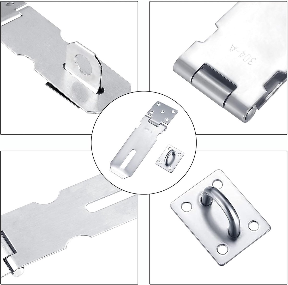 Padlock with screws - 4 Pieces - Hasp Padlock Holder - Padlock Lock - Exterior Door Lock - Padlock Door Handle - Door Lock with Screws - Door Padlocks for Doors, Cabinets - Image 5