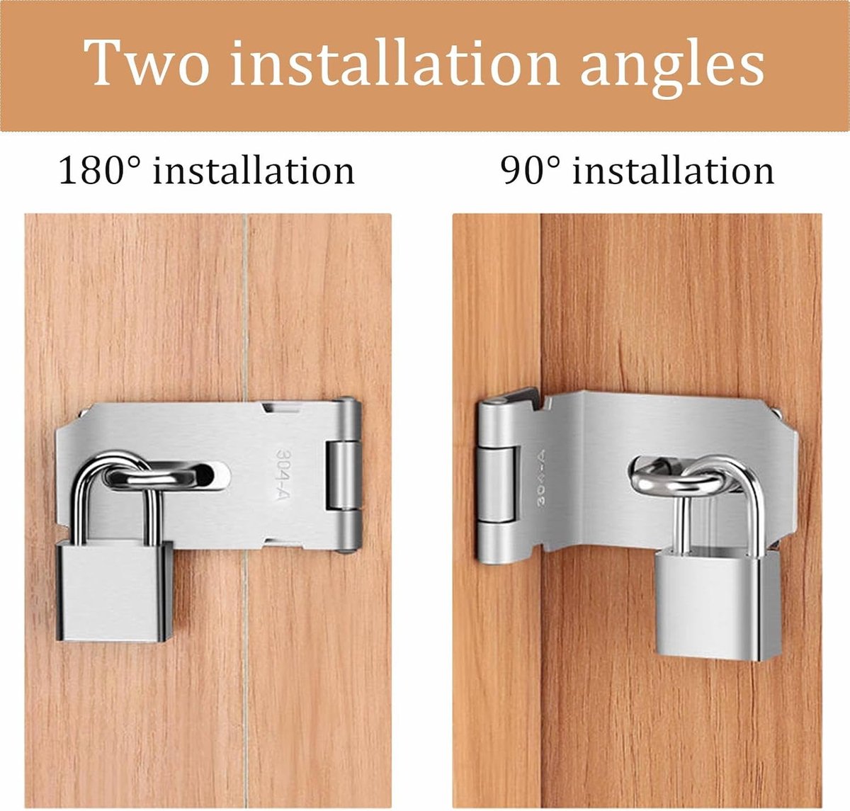 Padlock with screws - 4 Pieces - Hasp Padlock Holder - Padlock Lock - Exterior Door Lock - Padlock Door Handle - Door Lock with Screws - Door Padlocks for Doors, Cabinets - Image 6