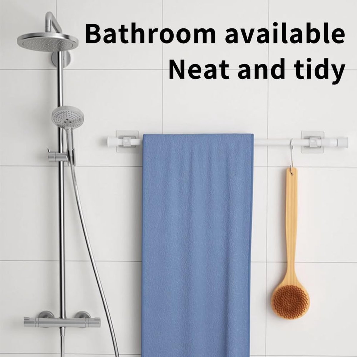6 pieces - Curtain rod hook - 6*6 cm - drill-free curtain holders - self-adhesive curtain rod holders - drill-free curtain hooks - curtain accessories - for curtain rods, towel racks, bathrooms, kitchens - transparent - Image 6