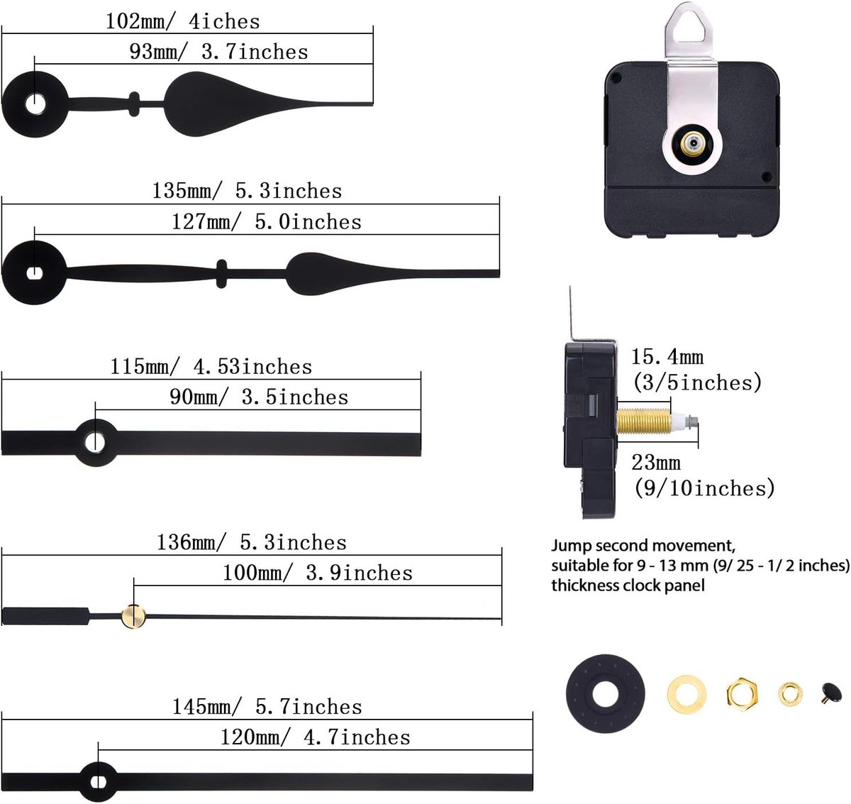 Quartz movement - with 2 pairs of different hands - High Torque - For DIY clock repair parts and motor replacement - Movement with Hour Hand Replacement Movement - Image 6