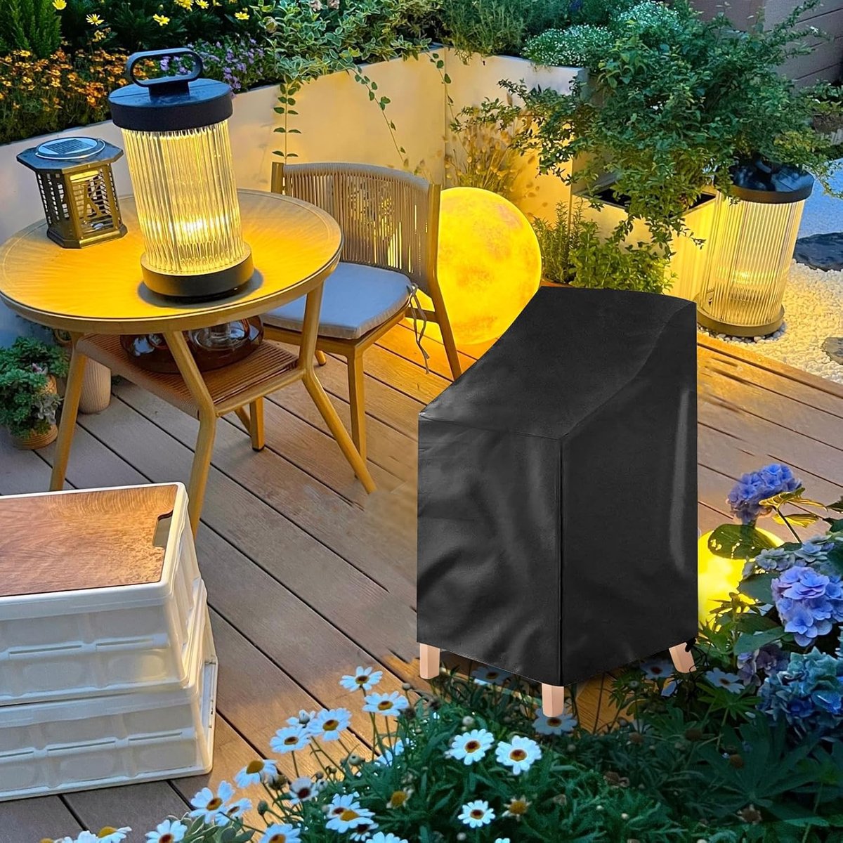 Garden Chair Cover - 75*75*120cm - Garden Furniture Covers - Waterproof Chair Cover - 210D Oxford - furniture covers - stackable garden chair cover - protective cover for garden chairs - dust cover - dustproof - rainproof - sunproof - snowproof - black - Image 4