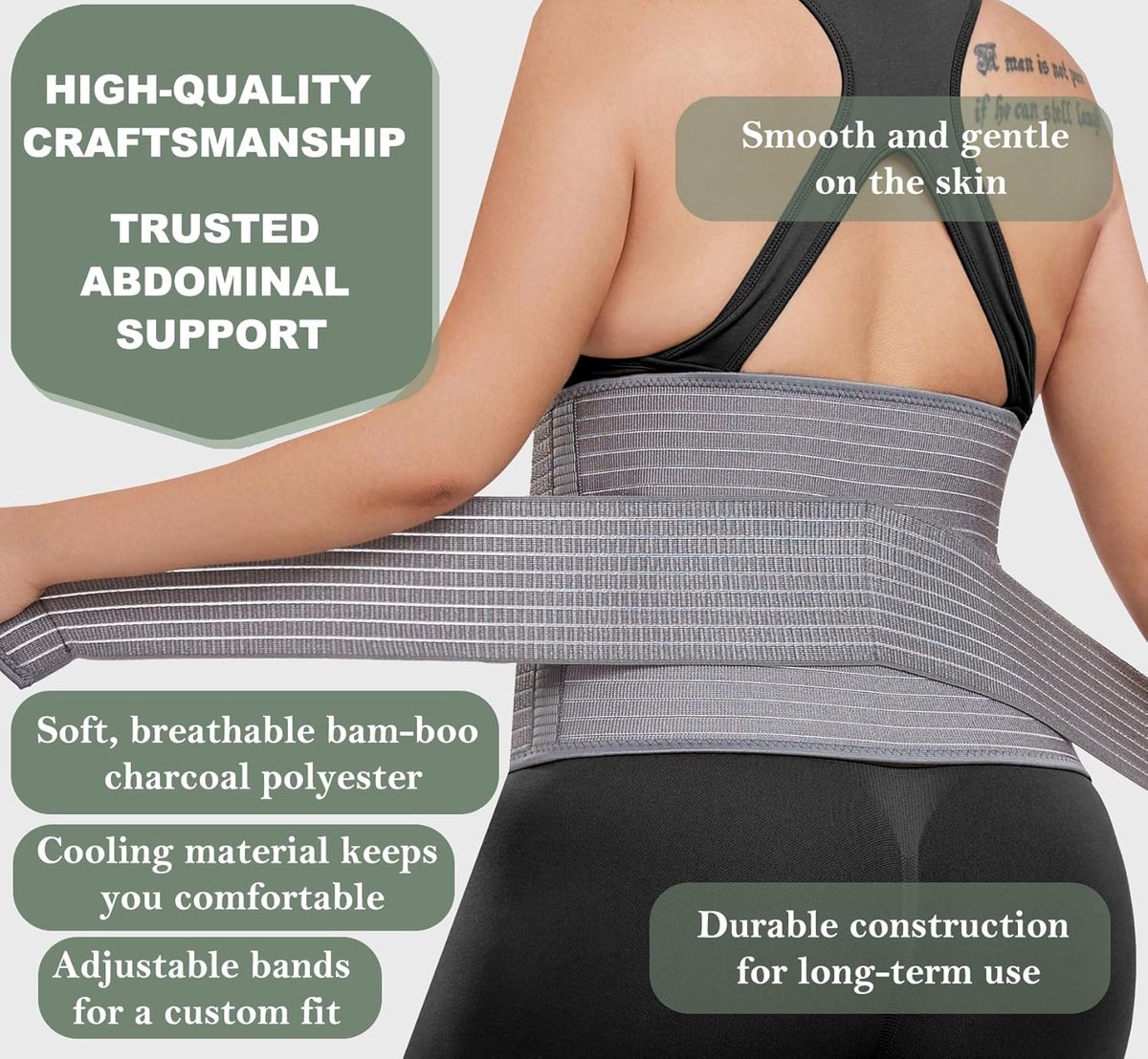 Postpartum Pregnancy Belt - Postpartum Belly Belt - Postpartum Support Belt - Breathable Belly Wrap - Pregnancy Belly Belt - Belly Braces - Corset - Kidney Warmer - Recovery Belt - Lower Back Support - for women - Size L/XL - Grey - Image 2