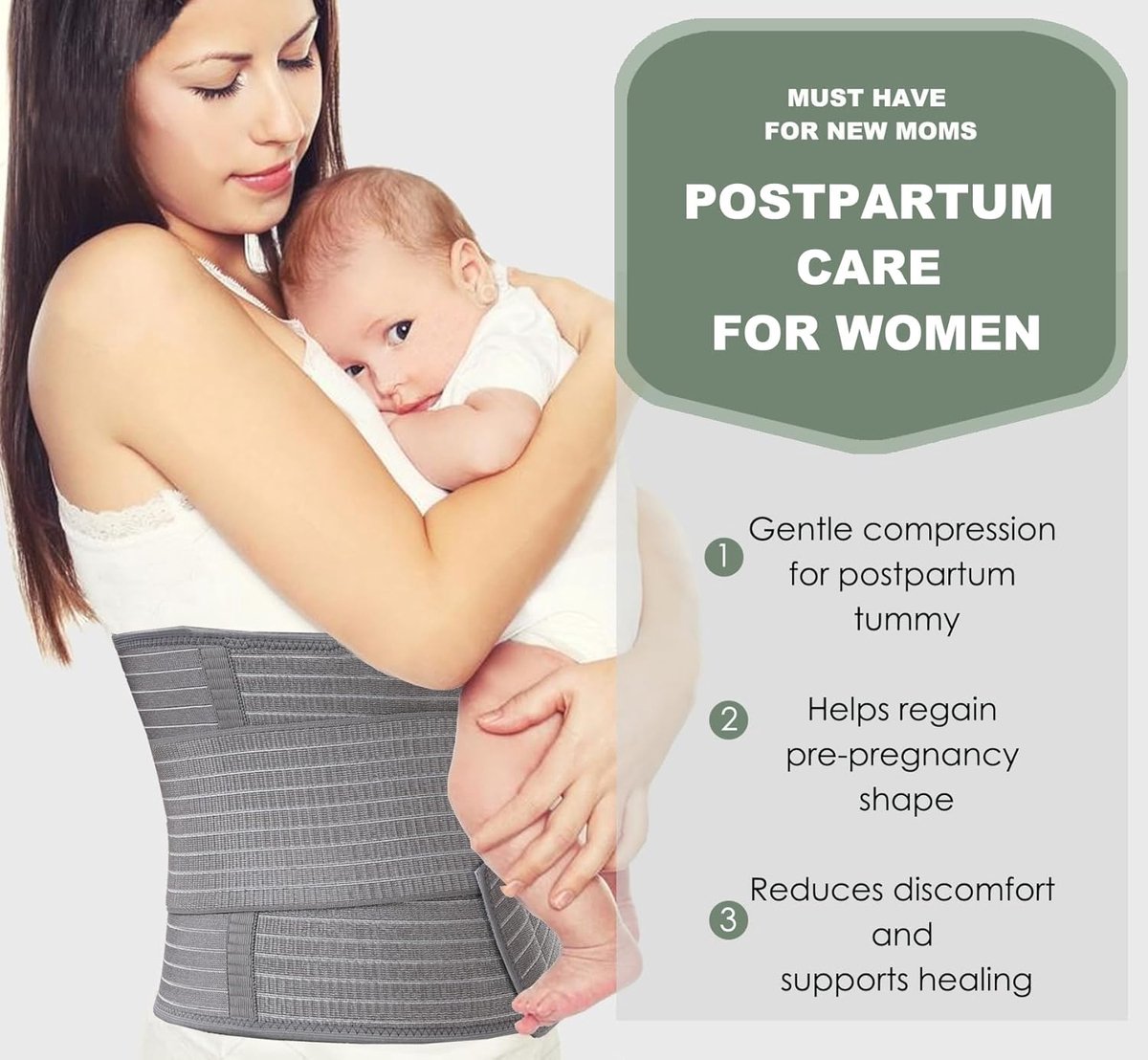 Postpartum Pregnancy Belt - Postpartum Belly Belt - Postpartum Support Belt - Breathable Belly Wrap - Pregnancy Belly Belt - Belly Braces - Corset - Kidney Warmer - Recovery Belt - Lower Back Support - for women - Size L/XL - Grey - Image 4