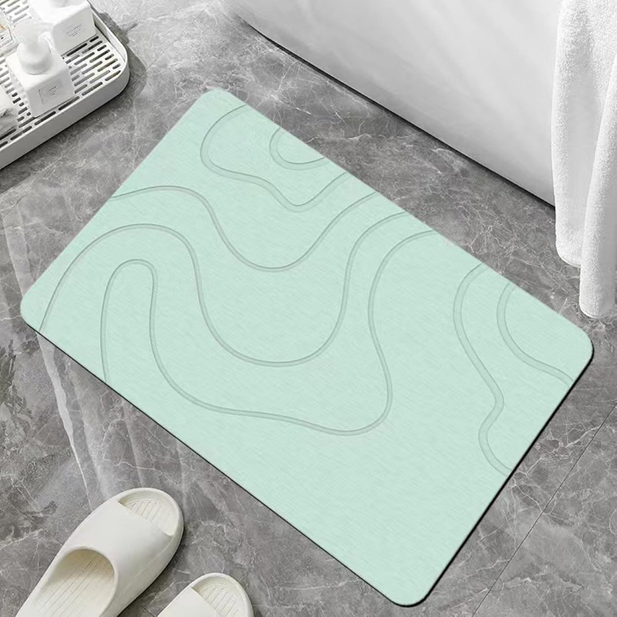 Absorbent Bath Mat - 40*60 cm - Diatomaceous Earth Bath Mat - Non-Slip Diatomite Mat - Non-Slip Shower Mat - Shower Mat - Bathroom Mat - Toilet Mat - non-slip bath mat - water-absorbent mat - entrance doormat - quick-drying bath mat - green - Image 6
