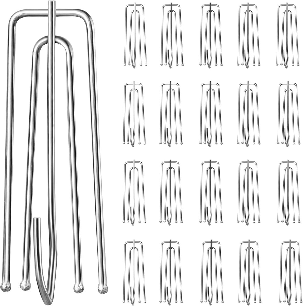 40 pieces - Curtain hook - curtain hooks for curtains - curtain pins - curtain hooks for pleated curtains - stainless steel pleated curtain hooks - window decoration accessories - curtain accessories - silver - 2.5*7 cm - Image 1