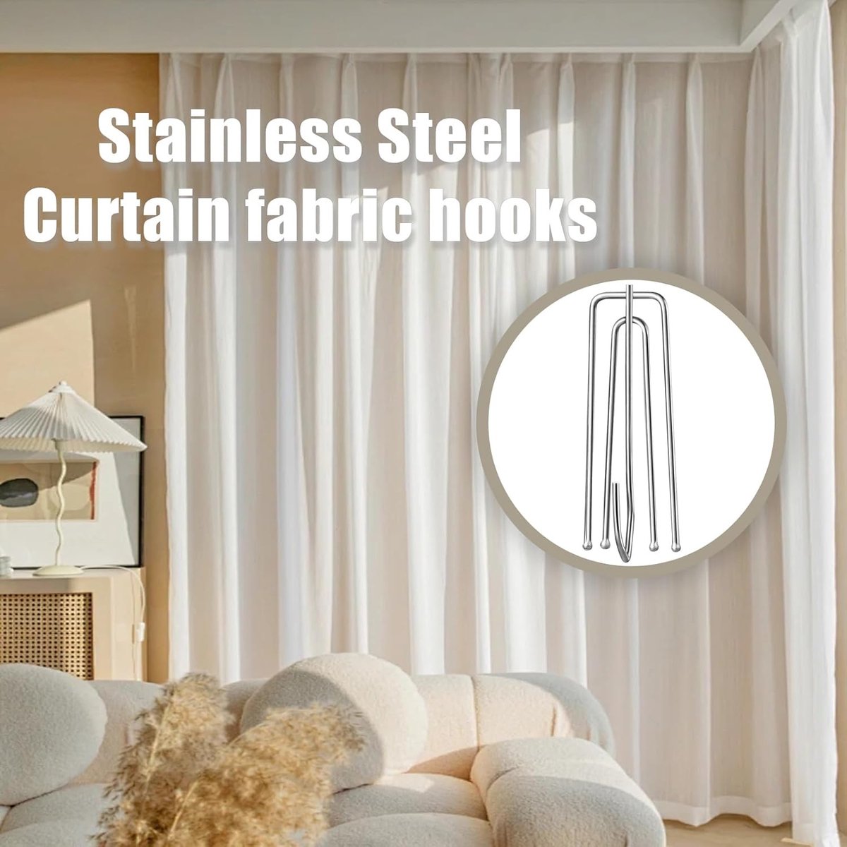 40 pieces - Curtain hook - curtain hooks for curtains - curtain pins - curtain hooks for pleated curtains - stainless steel pleated curtain hooks - window decoration accessories - curtain accessories - silver - 2.5*7 cm - Image 5