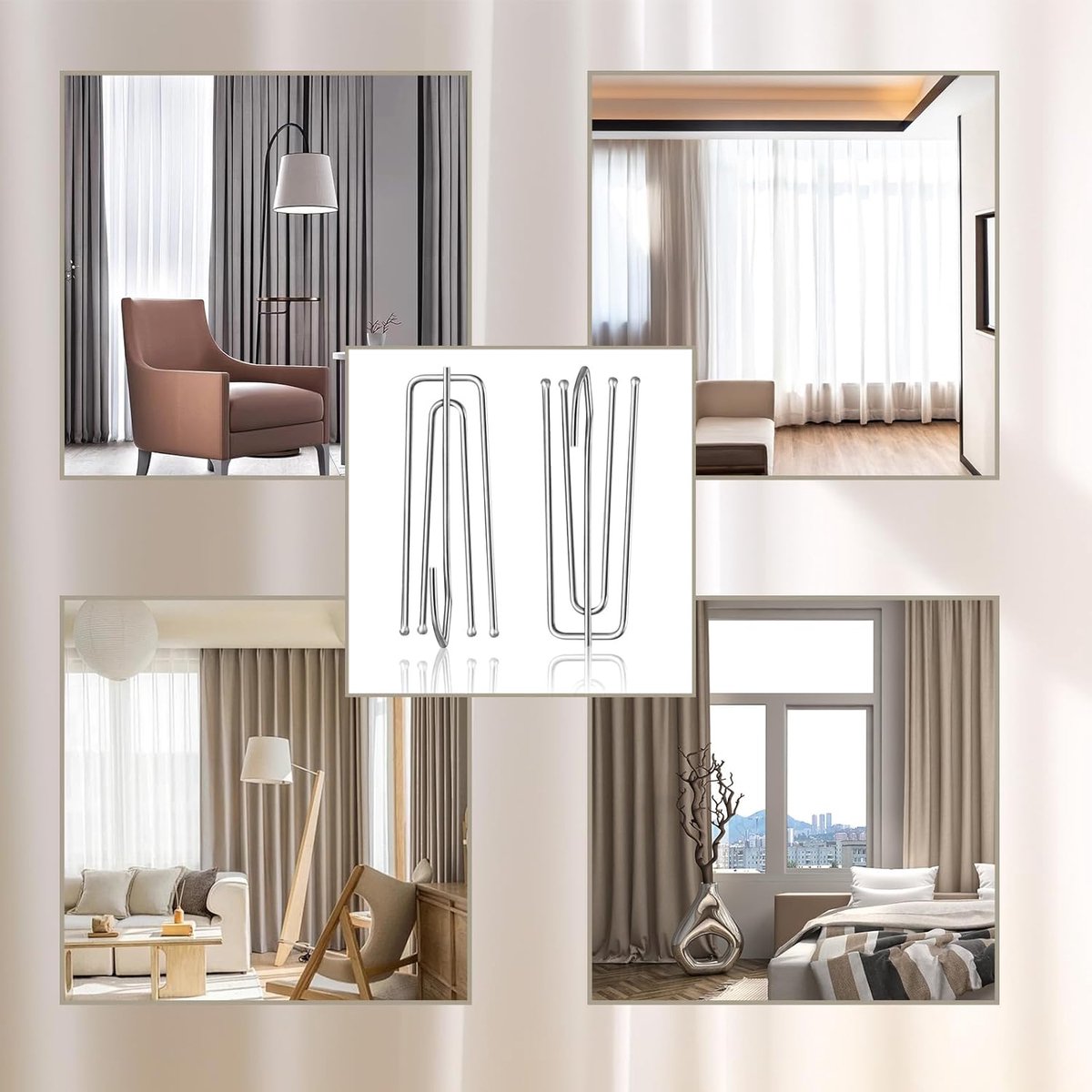 40 pieces - Curtain hook - curtain hooks for curtains - curtain pins - curtain hooks for pleated curtains - stainless steel pleated curtain hooks - window decoration accessories - curtain accessories - silver - 2.5*7 cm - Image 6