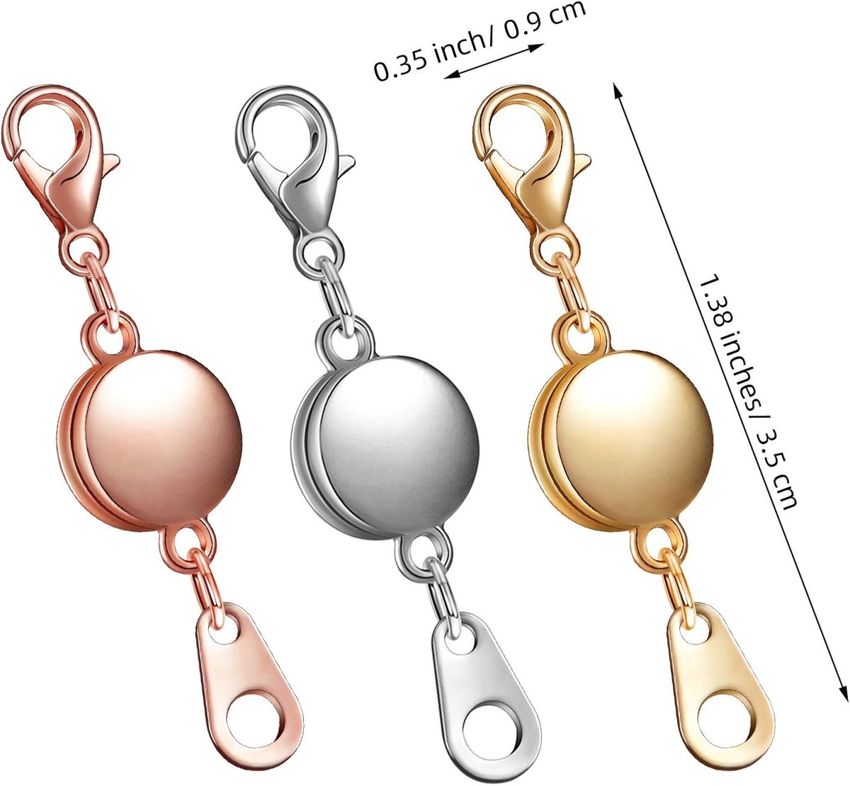 12 pieces - Magnetic jewelry clasps - lockable magnetic jewelry clasps - magnetic clasp - round chain clasps - bracelet extenders - for jewelry making, gift projects - gold, silver, rose gold - Image 5