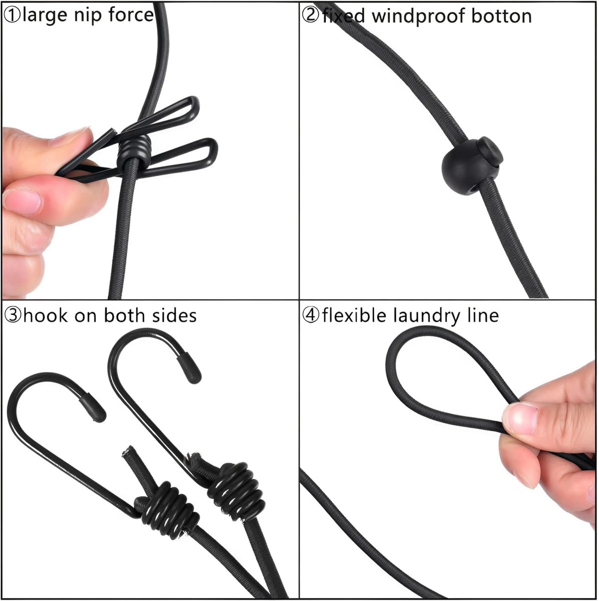 1 Pack 1.8M Portable Clothesline with 12 Clothespins - Clothesline Wire - Travel Clothesline - Drying Lines - Camping Clothesline - Stretchable Retractable Elastic Clothesline - Clothesline - Clothesline for Backyard, Vacation Hotel, Balcony Clothes Dryin - Image 3