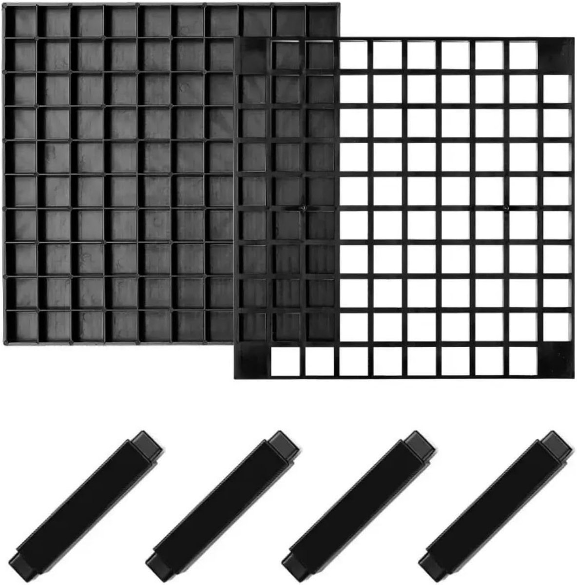 96-hole - Pen tray - Pen holder - Pencil holder - Brush holder - Plastic desk organizer stand - Makeup brush holder - Art supplies - Organizer - Modeling tools - for pencils, art brushes, pens, paintbrushes, office - black - Image 3