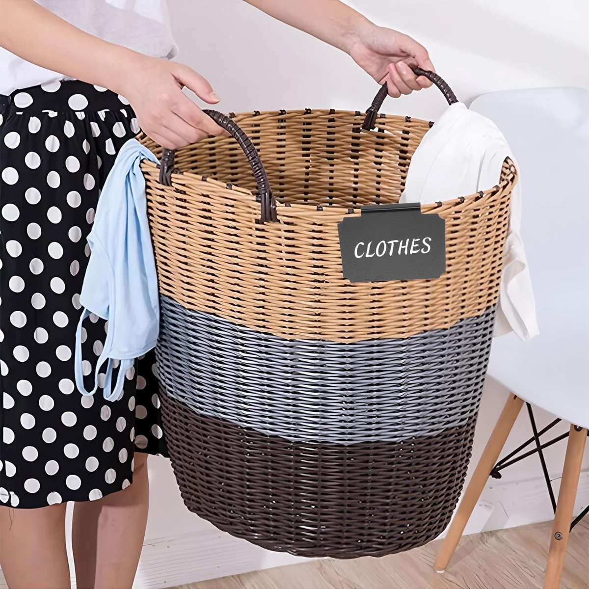 12 pieces - Labels - basket labels with clip - removable storage rack labels - chalkboard label - label holders - clip-on labels - shelf labels - PVC label - reusable - for bins, baskets, boxes - 9*7 cm - black - Image 3