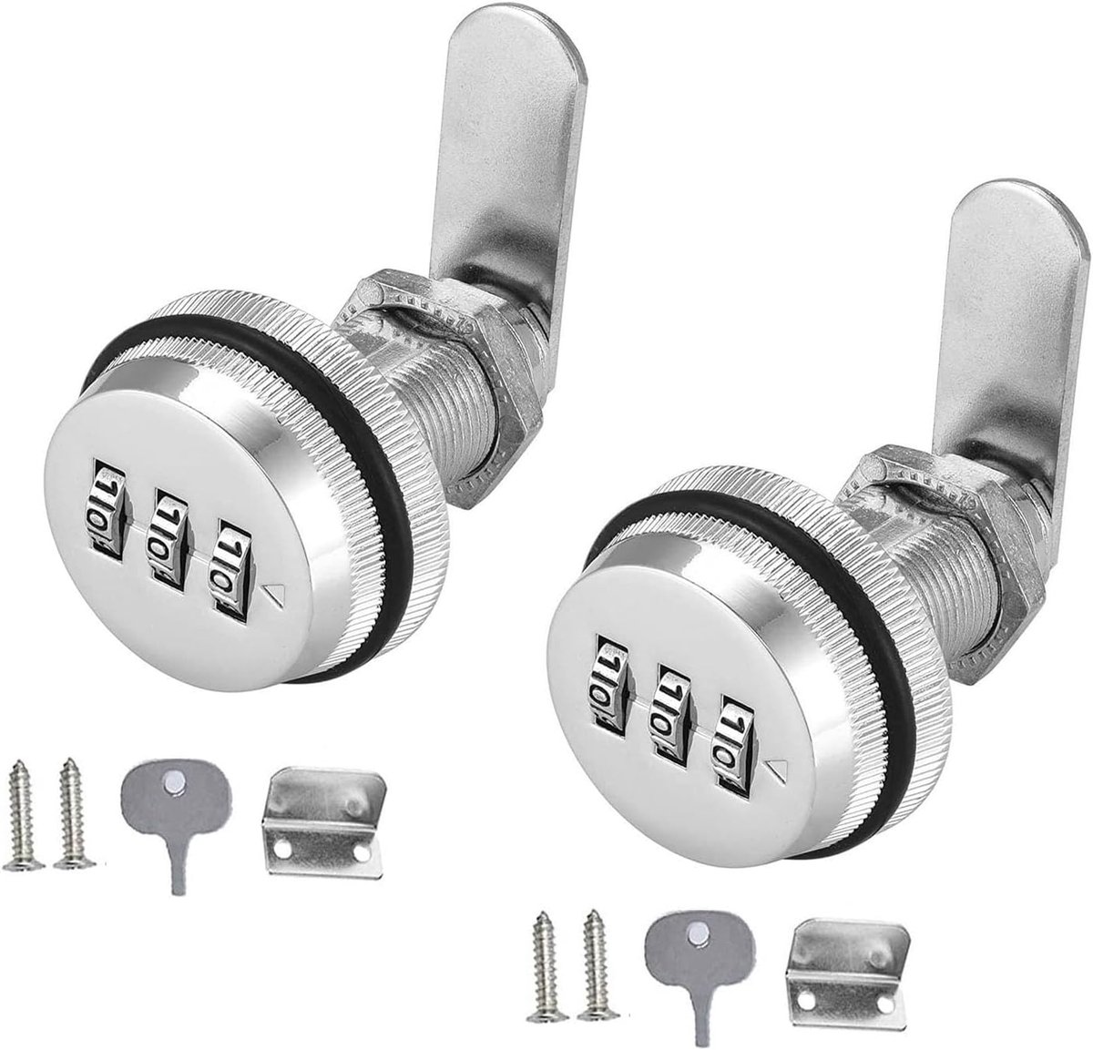 pieces - Combination lock - 62*38 mm - Suitable for panel thicknesses of 15-25 mm - Cabinet locks - Drawer locks - secure drawer mailbox cabinet code lock - for cabinet drawer mailbox - silver - Image 1