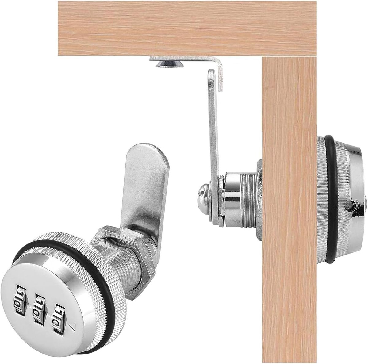 pieces - Combination lock - 62*38 mm - Suitable for panel thicknesses of 15-25 mm - Cabinet locks - Drawer locks - secure drawer mailbox cabinet code lock - for cabinet drawer mailbox - silver - Image 3