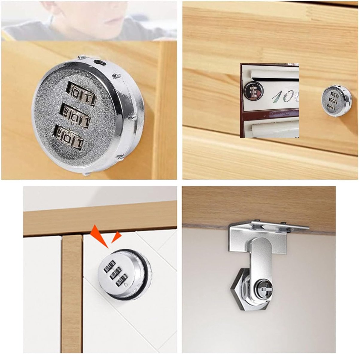 pieces - Combination lock - 62*38 mm - Suitable for panel thicknesses of 15-25 mm - Cabinet locks - Drawer locks - secure drawer mailbox cabinet code lock - for cabinet drawer mailbox - silver - Image 4