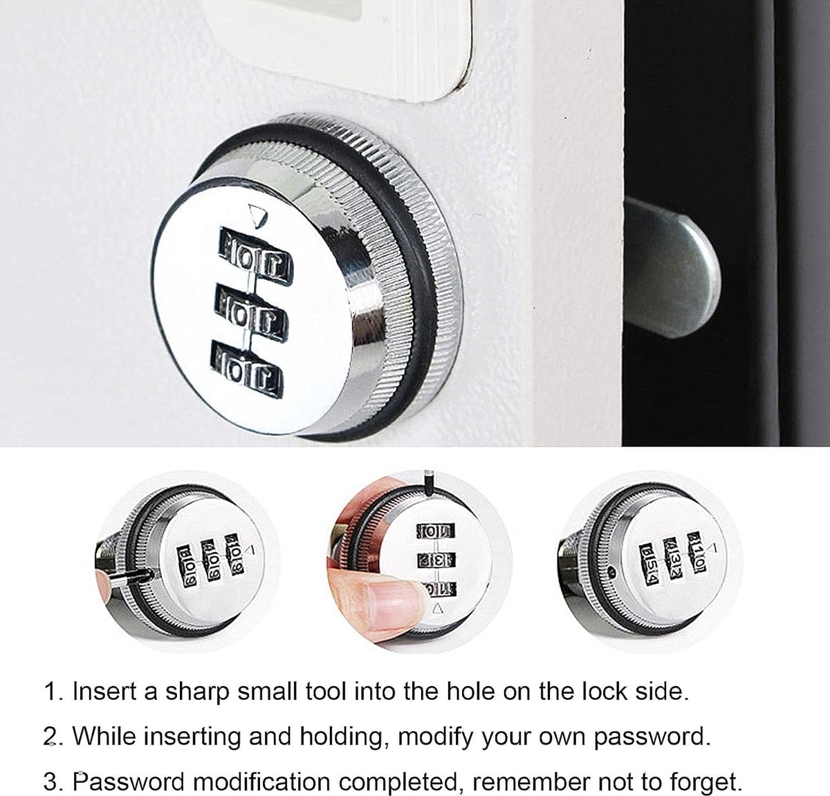 pieces - Combination lock - 62*38 mm - Suitable for panel thicknesses of 15-25 mm - Cabinet locks - Drawer locks - secure drawer mailbox cabinet code lock - for cabinet drawer mailbox - silver - Image 6