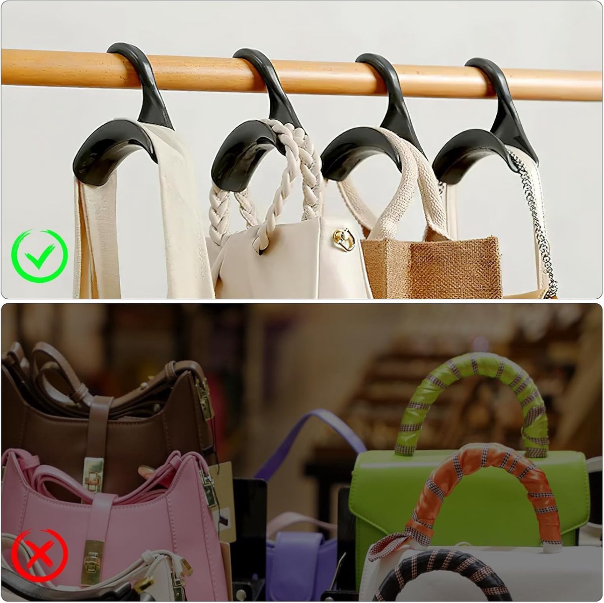 10 pieces - Bag hanger - Bag Hooks - handbag hanger hooks - bag hangers - handbag hangers - clothes hanger - closet bag hangers - for handbags, clothes racks, wallets, wardrobe, handbags, scarves and ties - 10*10*3cm - black - Image 2