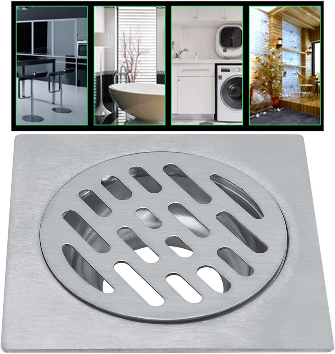 Square shower drain - Floor drain - Basket strainer - Drain strainer - Sink strainer - sink stopper - Stainless steel square odor-proof floor drain - drain stopper - Washbasin drain plug - Odor-proof floor drain - for bathroom, kitchen washbasin, toilet - Image 4