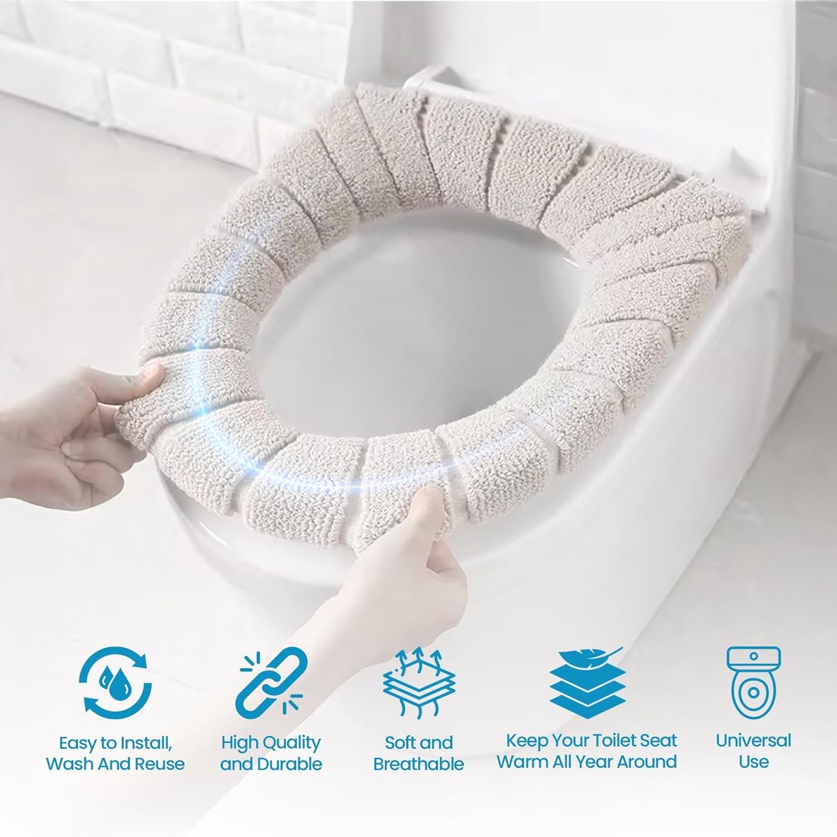 4 pieces - Toilet seat cover - Toilet seat covers - Retractable toilet cushion Mat - Soft washable toilet seat cushion - Toilet seat cover - Universal toilet seat cover - Toilet seat cover - Suitable for most types of toilets - grey, blue, pink, green - Image 3