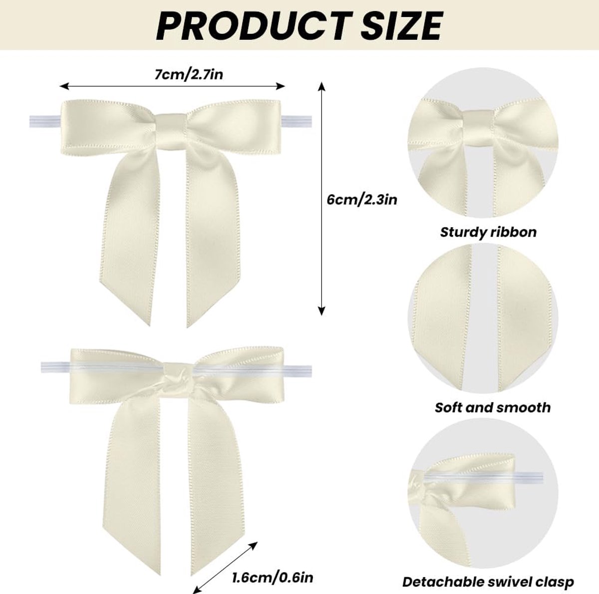 50 pieces - Bows - Decorative bows - Christmas bows - Christmas gift bows - satin gift bows - gift packaging - gift box decorations - interior decoration - for decorating champagne, gift, and candy boxes - 6*7 cm - white - Image 5