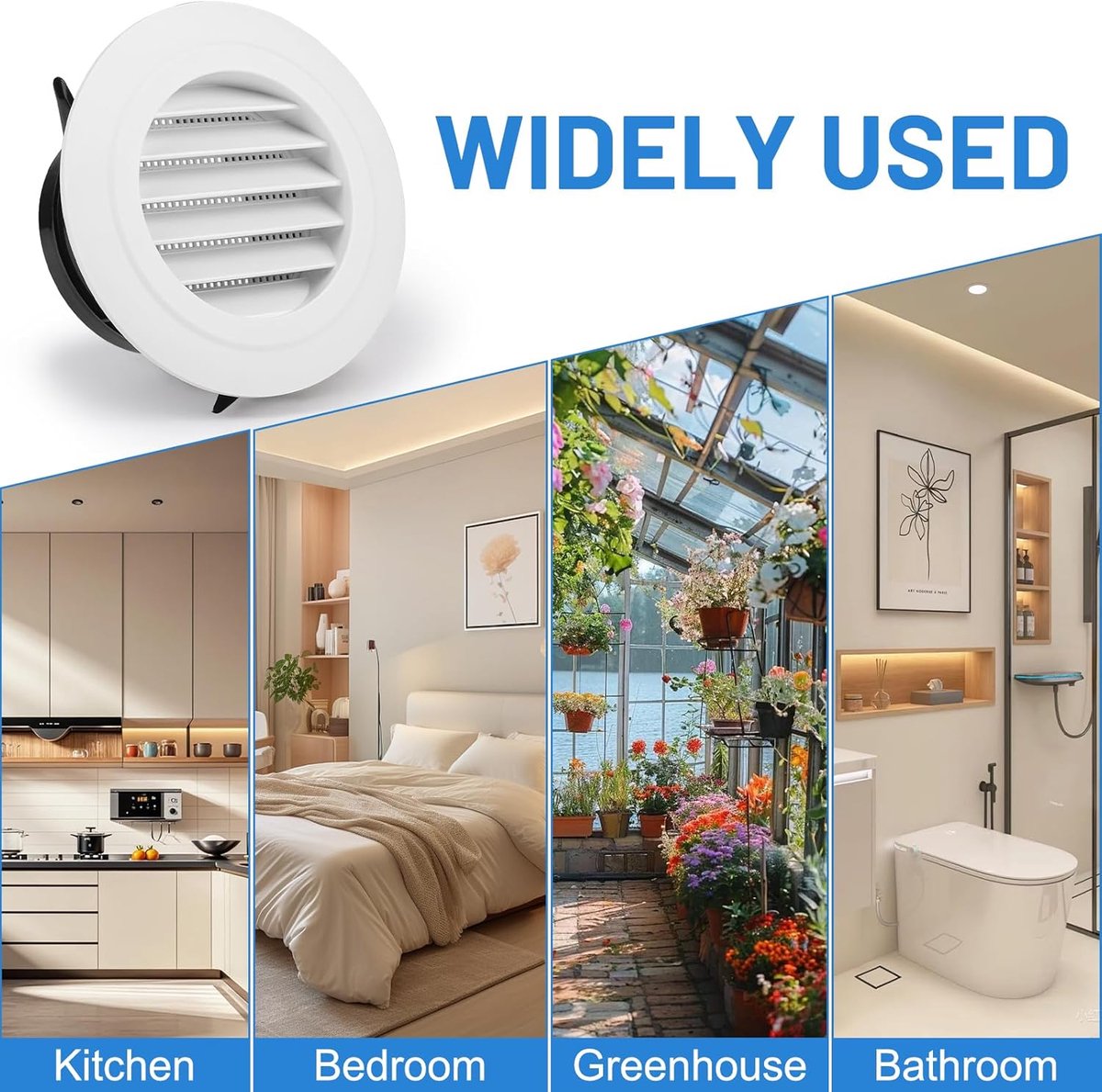 Ventilation grille - Round ventilation grille - Air grille - Louvered grille - plastic ventilation grille - 100 mm - ABS ventilation grille opening - for extractor fan - white - Image 4