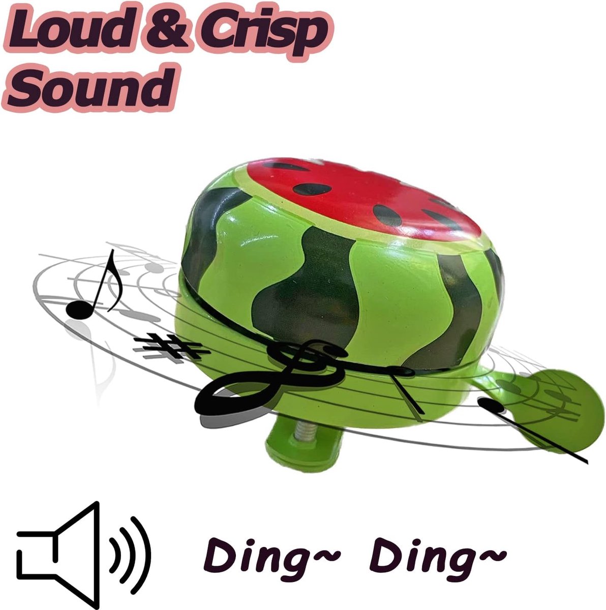 Bicycle bell - Fruits bicycle bell for children - Children's bicycle bell - adjustable bicycle bell - bicycle accessories - bicycle horn - ringing bicycle bell sound - watermelon pattern - 6*5 cm - red and green - Image 2