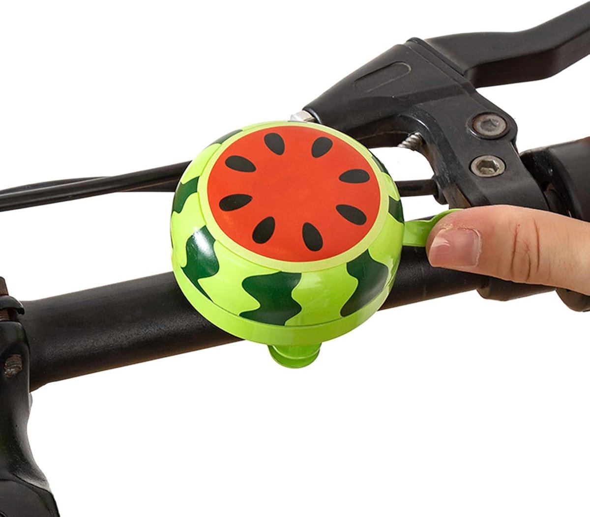 Bicycle bell - Fruits bicycle bell for children - Children's bicycle bell - adjustable bicycle bell - bicycle accessories - bicycle horn - ringing bicycle bell sound - watermelon pattern - 6*5 cm - red and green - Image 3