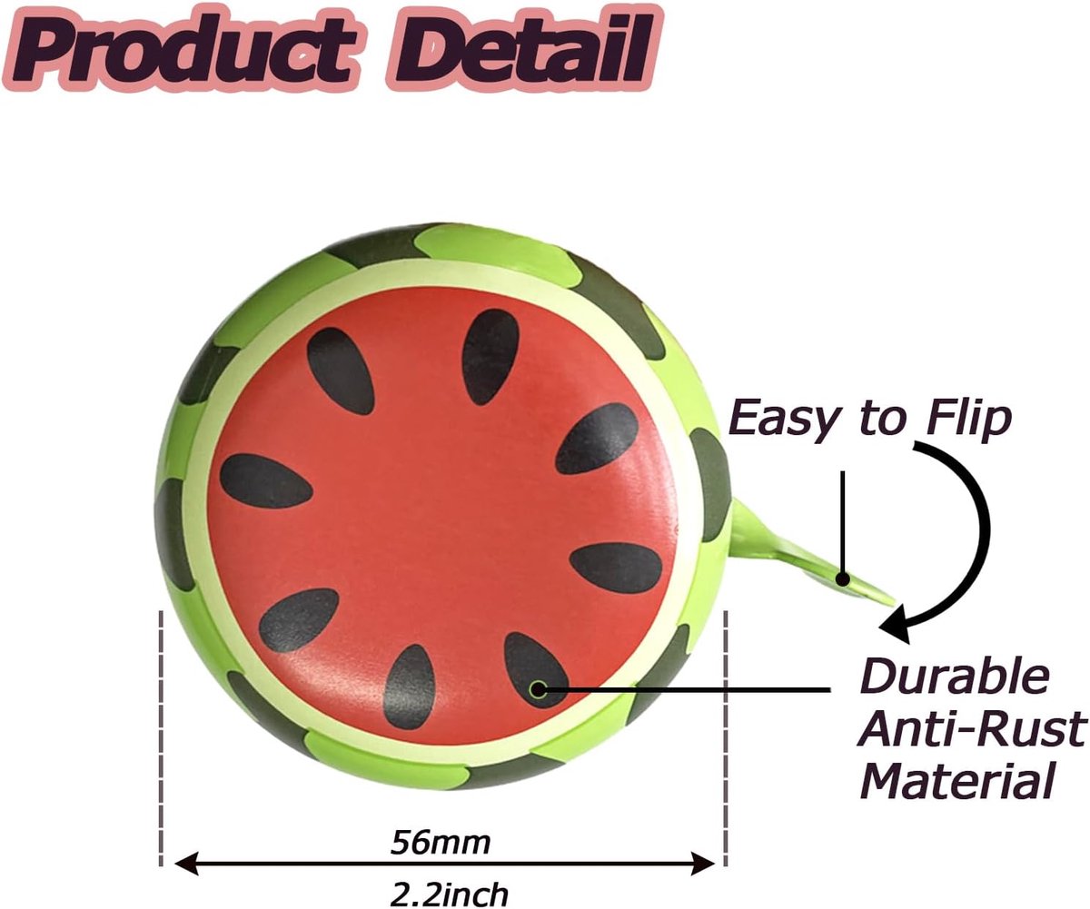Bicycle bell - Fruits bicycle bell for children - Children's bicycle bell - adjustable bicycle bell - bicycle accessories - bicycle horn - ringing bicycle bell sound - watermelon pattern - 6*5 cm - red and green - Image 5