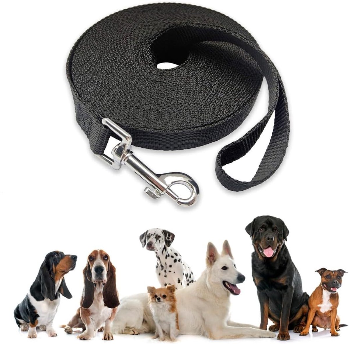 20m*2cm - Dog Leash - Dog Training Leash - Pet Leash - Waterproof - With wrist strap and 360° carabiner - long leash - leash - robust - Pet Supplies - for medium and large dogs - for obedience training - black - Image 1