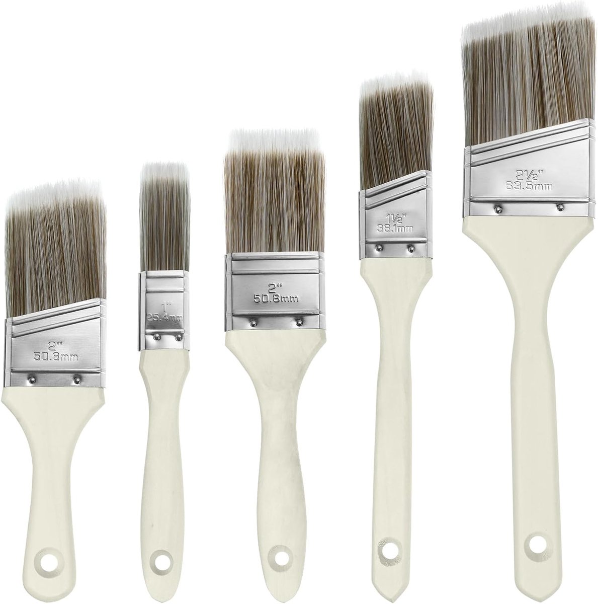 5-Piece Professional Paint Brush Set - Paint brushes - brush set - Paint brushes - Brushes - Paint brushes with wooden handle - Wall paint - Wall paint brushes - Brush - Painting / Painting supplies - for paint, glue and DIY jobs - Image 1