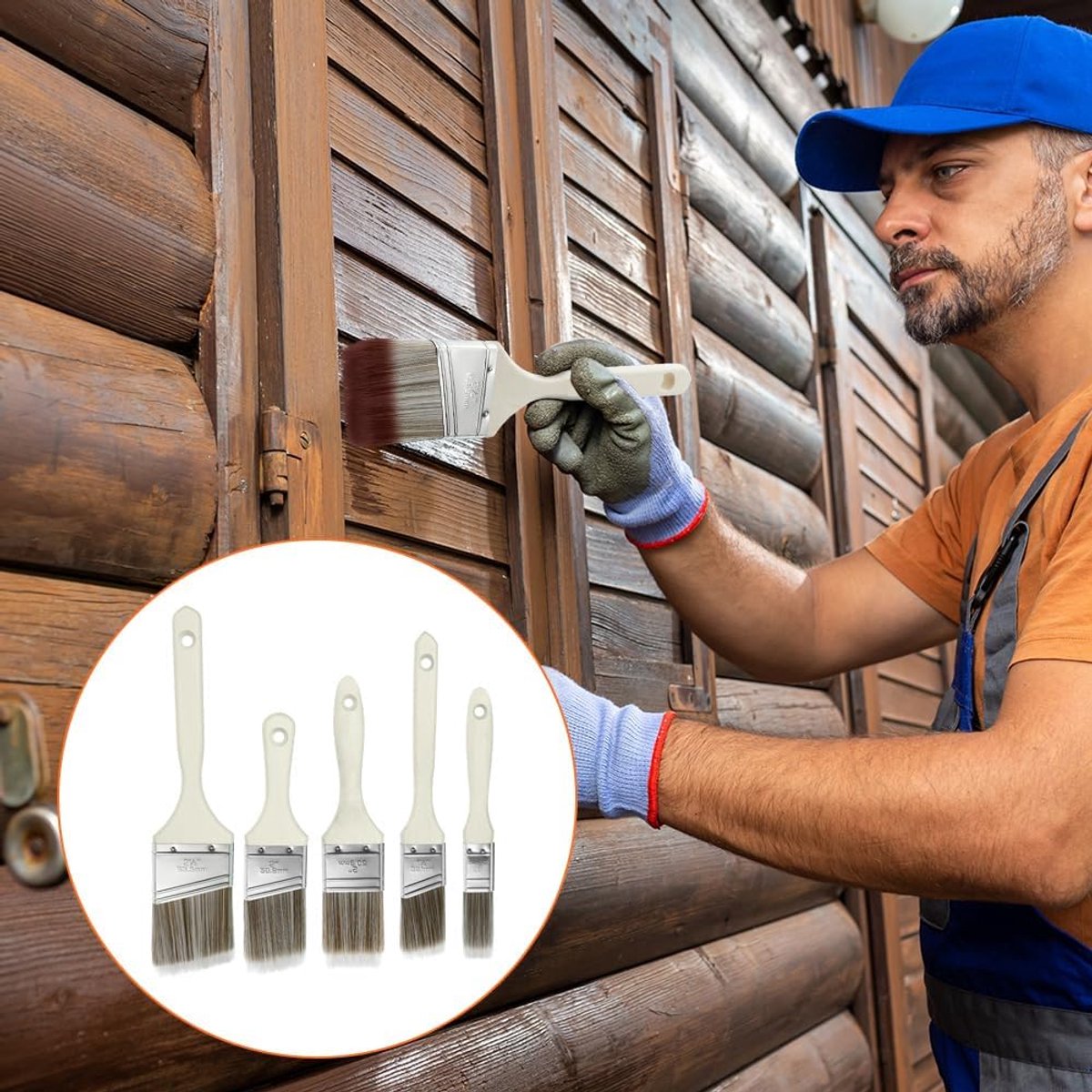 5-Piece Professional Paint Brush Set - Paint brushes - brush set - Paint brushes - Brushes - Paint brushes with wooden handle - Wall paint - Wall paint brushes - Brush - Painting / Painting supplies - for paint, glue and DIY jobs - Image 3