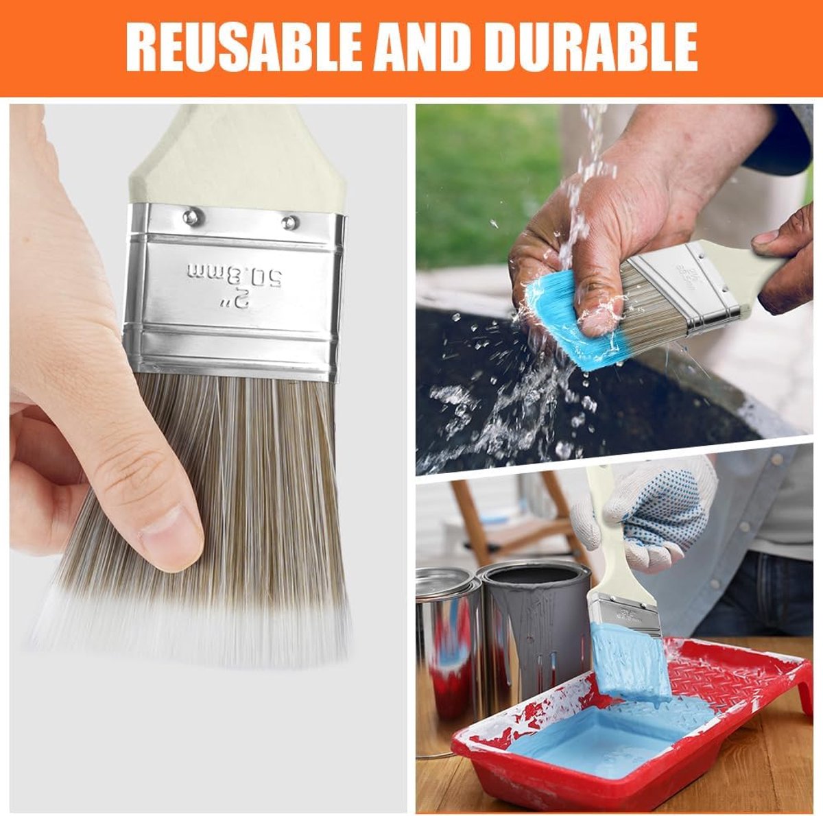 5-Piece Professional Paint Brush Set - Paint brushes - brush set - Paint brushes - Brushes - Paint brushes with wooden handle - Wall paint - Wall paint brushes - Brush - Painting / Painting supplies - for paint, glue and DIY jobs - Image 5
