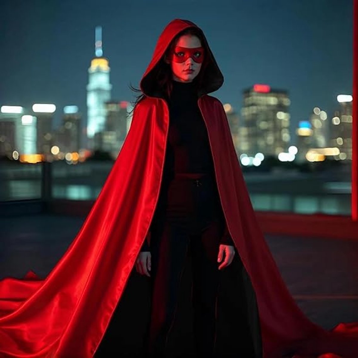 Red Halloween cape - alloween cosplay costume - Unisex reversible cape with hood - robe - Grim Reaper's Cape - vampire cape - Black and red double layer cape - long masquerade cape - Pirate cape - black and red witch cape - Image 5