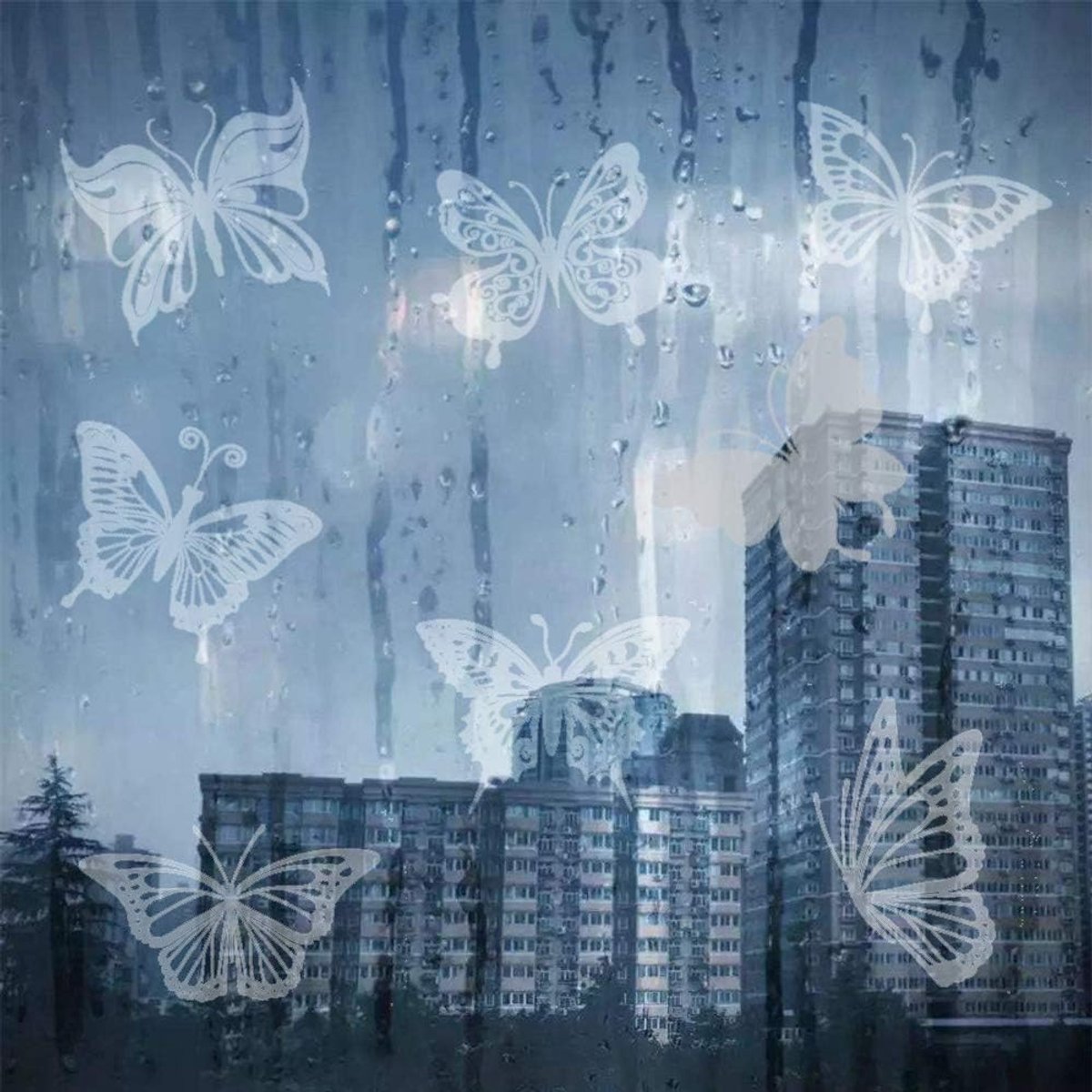 36 pieces - Anti-Collision Stickers - butterfly stickers - with anti-collision warning - transparent window stickers - prevention of collisions with people and birds - window stickers - window decoration - Image 3