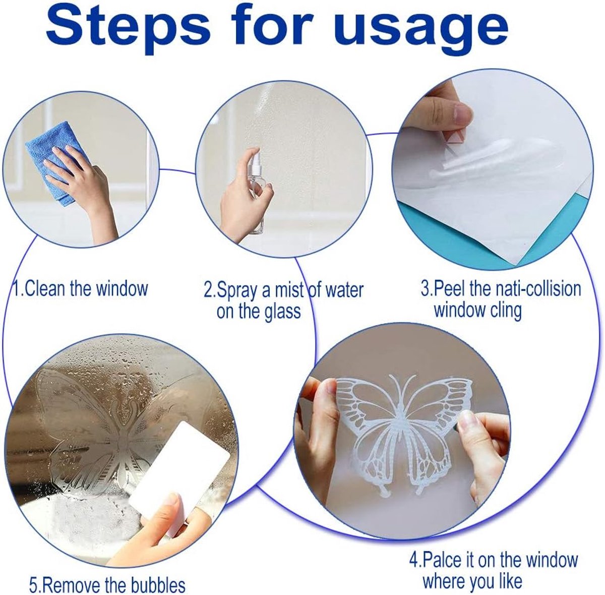 36 pieces - Anti-Collision Stickers - butterfly stickers - with anti-collision warning - transparent window stickers - prevention of collisions with people and birds - window stickers - window decoration - Image 5