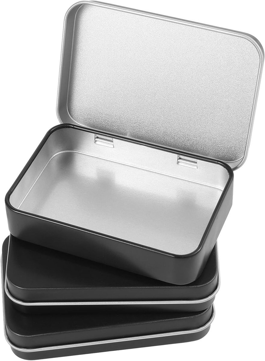 3 pieces - Iron box - Storage box - Portable box - storage box - jewelry box - metal hinged boxes - mini storage box with lids - for storing pins, candy, jewelry, craft supplies - 80*53*18mm - black - Image 1