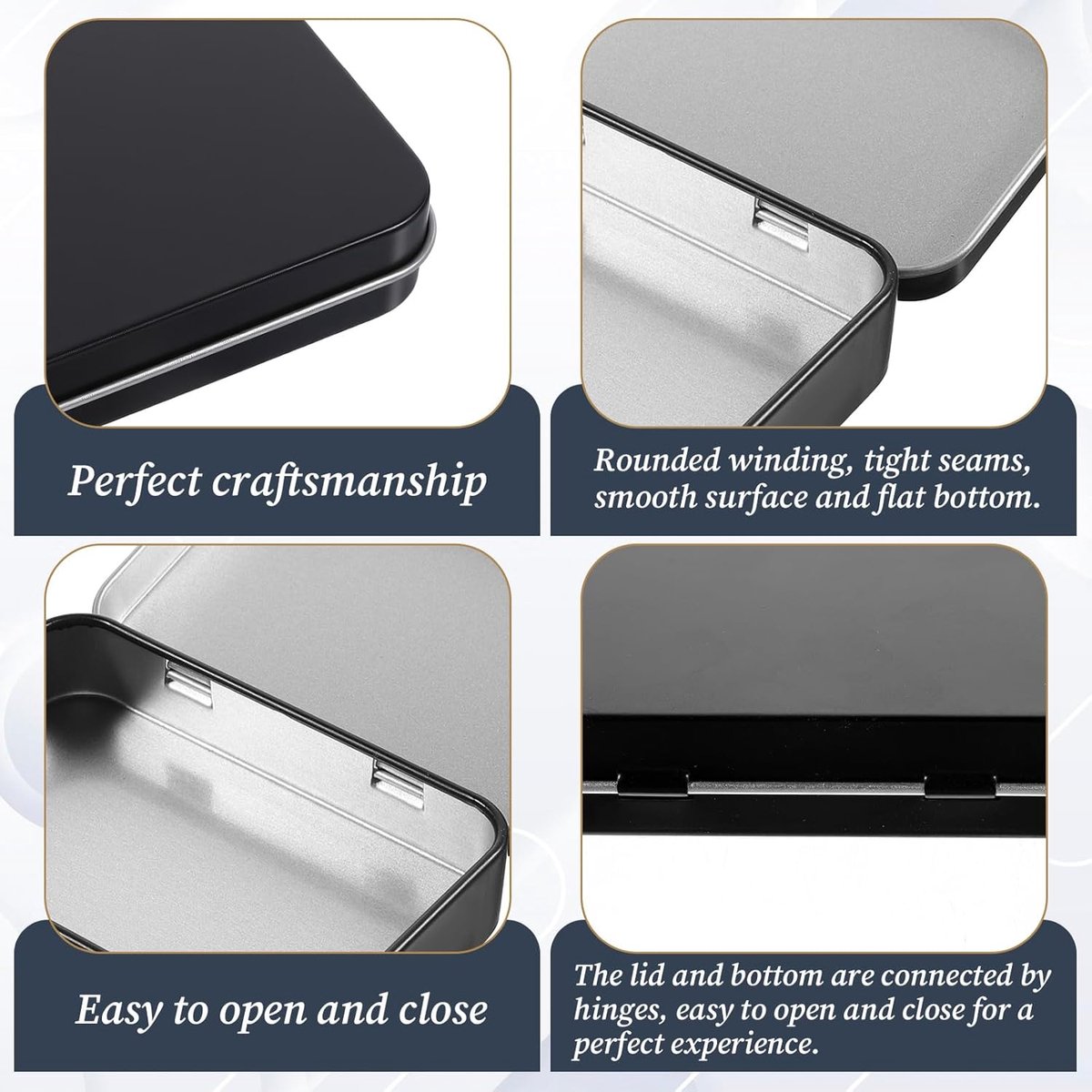 3 pieces - Iron box - Storage box - Portable box - storage box - jewelry box - metal hinged boxes - mini storage box with lids - for storing pins, candy, jewelry, craft supplies - 80*53*18mm - black - Image 2