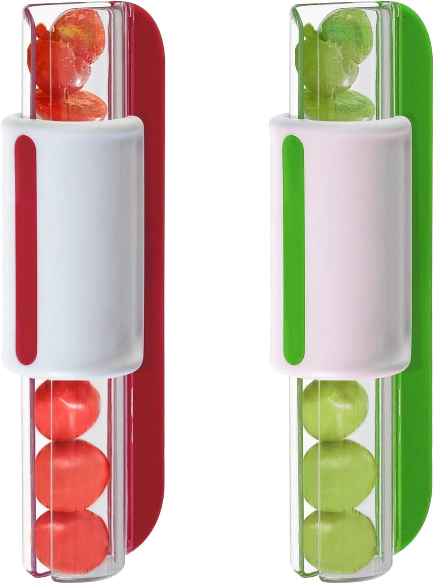 2-Piece Slicer - Tomato Slicer - Fruit Slicer - Grape Slicer - Grape Cutter - Strawberry Slicer - Salad Slicer - Multifunctional Slicer - Kitchen Utensil - Kitchen Tool - Kitchen Accessory - Red/Green - Image 1
