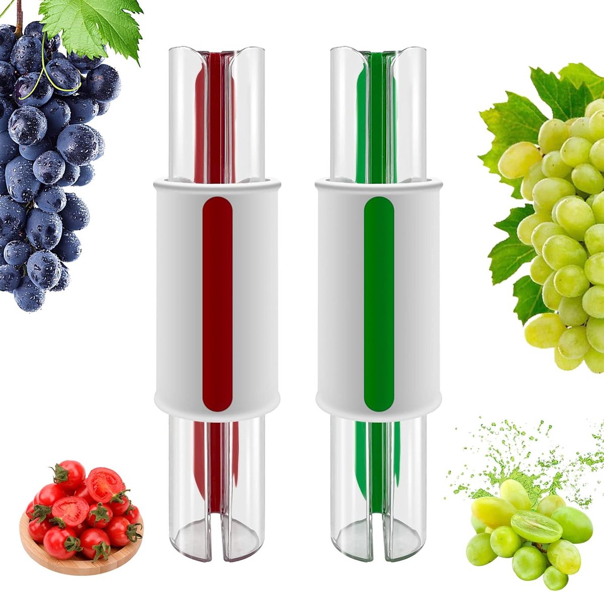 2-Piece Slicer - Tomato Slicer - Fruit Slicer - Grape Slicer - Grape Cutter - Strawberry Slicer - Salad Slicer - Multifunctional Slicer - Kitchen Utensil - Kitchen Tool - Kitchen Accessory - Red/Green - Image 6