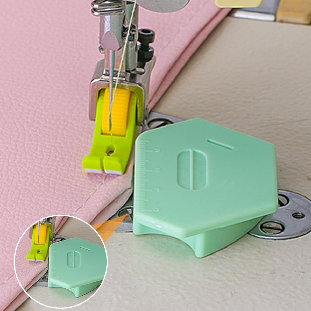 3 pieces - 6.7*4*1 cm - magnetic seam guide for sewing machine - multifunctional polygonal hem guide - with scale - universal sewing accessory for magnetic machine - sewing tools - sewing machine accessories - orange, pink, green - Image 6