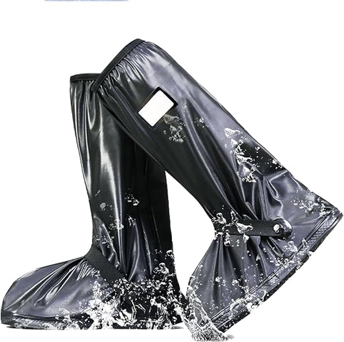 Waterproof overshoes - 1 pair - Overshoes - Rain shoe cover - Shoe covers - Rainproof - Rain boot covers - with zipper - with reflective strips - for rain, snow and mud - Sizes 37-39 - Size M - black - Image 1