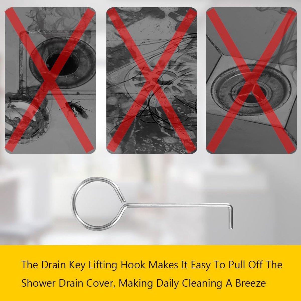 pieces - Drain Wrench - Drain Hook - Lifting Hook - Hook - Stainless Steel Drain - Drain Wrench Hook - Removal Tool - for Shower Drains, Drain Grate, Drain Hair Catcher, Daily Cleaning - 88*28 mm - Silver - Image 2