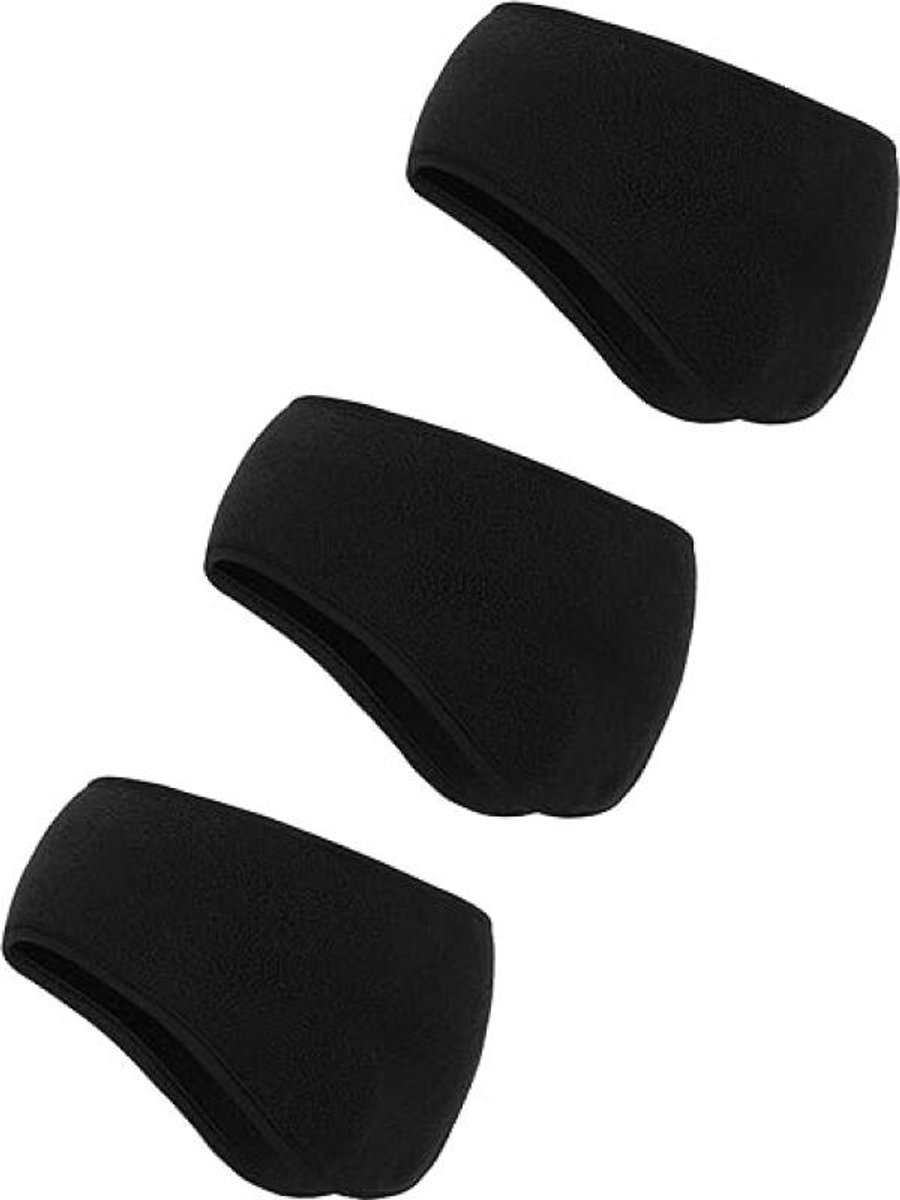Comfort Earmuffs - 3 Pieces - Ear Warmers - Headband - Earmuffs - Headband Ear Muffs - Winter Ear Muffs - Winter Sports - Women / Men - Unisex - for running, cycling, and skiing in cold weather - Black - Image 1