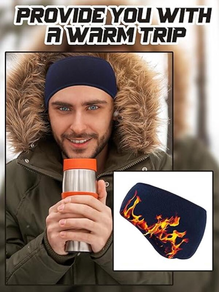 Comfort Earmuffs - 3 Pieces - Ear Warmers - Headband - Earmuffs - Headband Ear Muffs - Winter Ear Muffs - Winter Sports - Women / Men - Unisex - for running, cycling, and skiing in cold weather - Black - Image 2